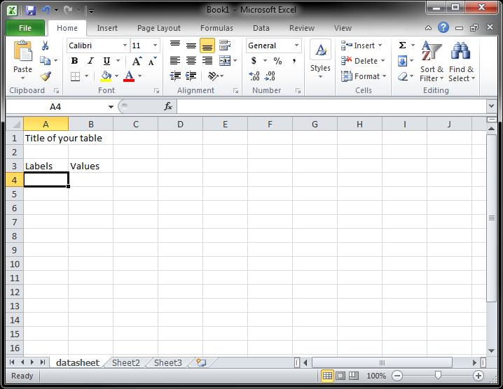 Create Excel file and column headers