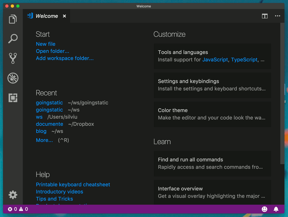 New Visual Studio Code window